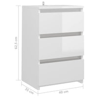 Comodino Bianco Lucido 40x35x62,5 cm in Truciolato 806223