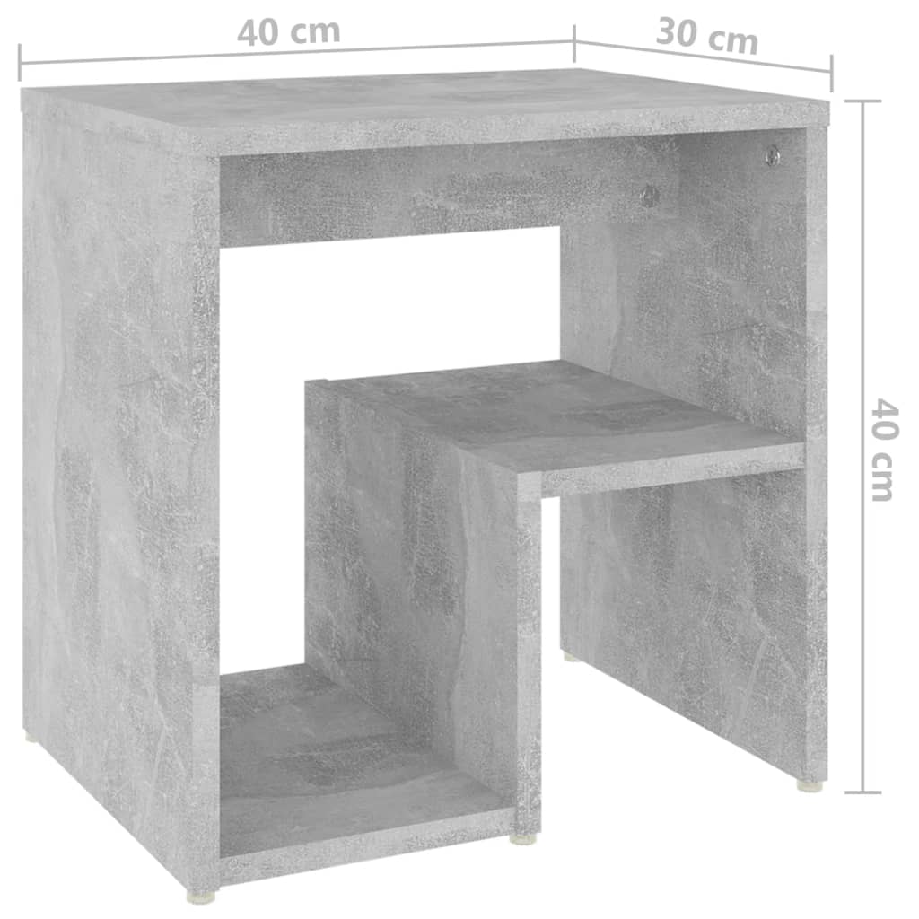 Comodino Grigio Cemento 40x30x40 cm in Legno Multistrato 806336