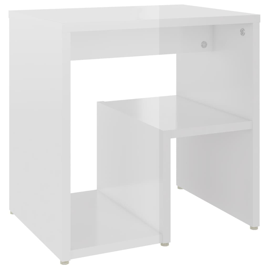 Comodino Bianco Lucido 40x30x40 cm in Truciolato 806340