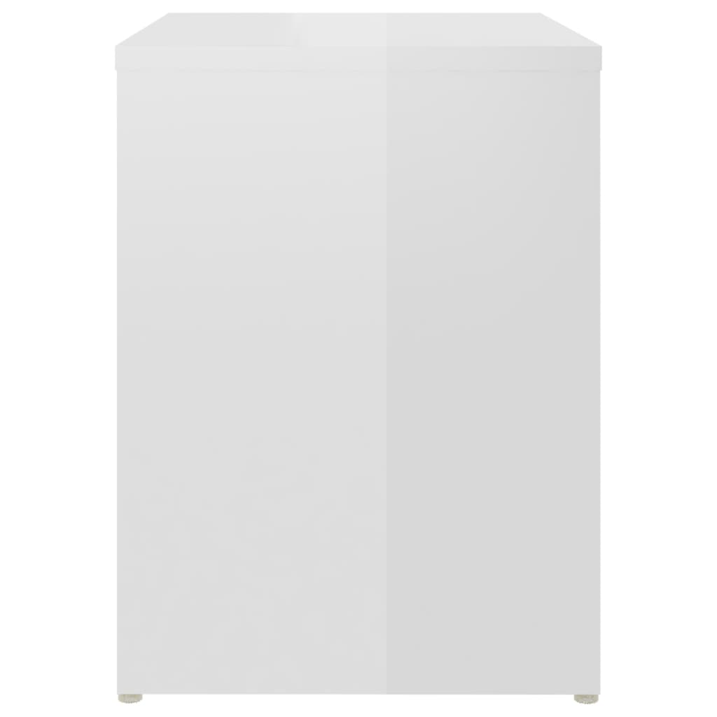 Comodino Bianco Lucido 40x30x40 cm in Truciolato 806340