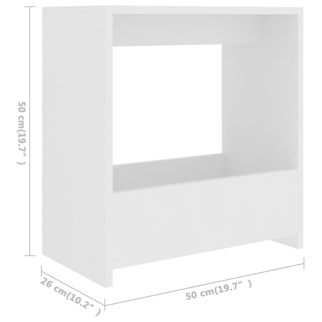 Tavolino Bianco 50x26x50 cm in Legno Multistrato cod mxl 29812