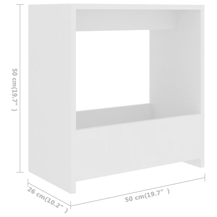 Tavolino Bianco 50x26x50 cm in Legno Multistrato 806687