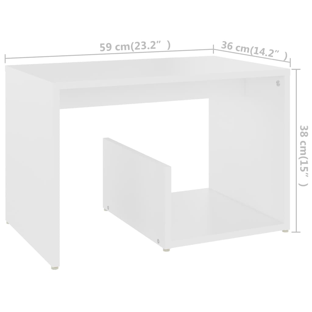 Tavolino Bianco 59x36x38 cm in Truciolato cod mxl 13924