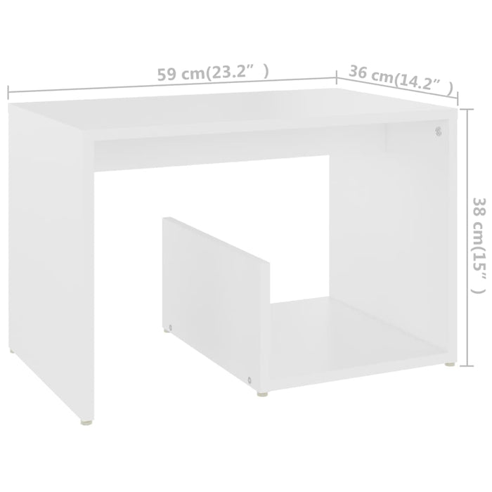 Tavolino Bianco 59x36x38 cm in Truciolato cod mxl 13924