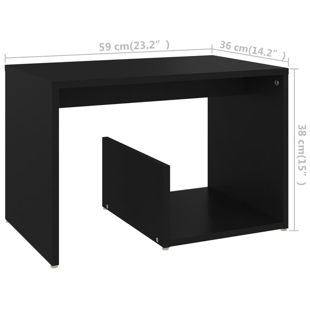 Tavolino Nero 59x36x38 cm in Truciolato cod mxl 8715