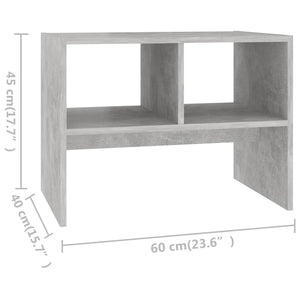 Tavolino Grigio Cemento 60x40x45 cm in Legno Multistrato 806709