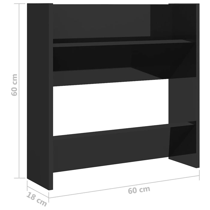 Scarpiere a Muro 4pz Nero Lucido 60x18x60cm Legno Multistrato 806737