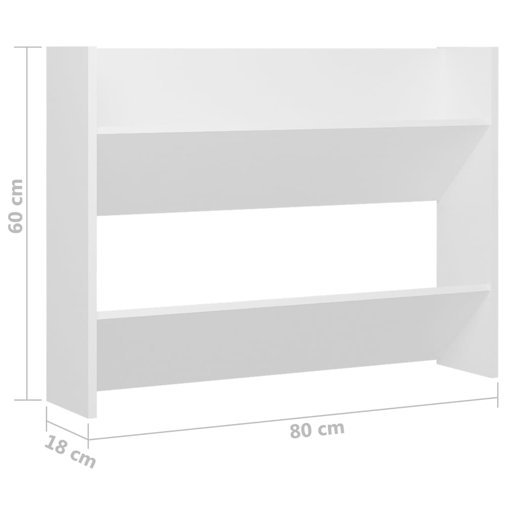 Scarpiera a Muro Bianca 80x18x60 cm in Legno Multistrato 806741