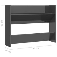 Scarpiere a Muro 2 pz Grigio Lucido 80x18x60 cm in Truciolato