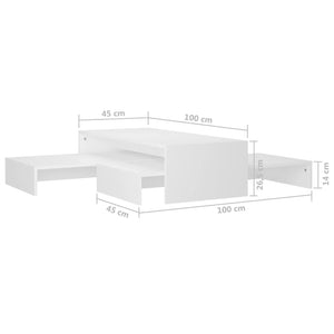 Set Tavolini Estraibili Bianchi 100x100x26,5 cm in Multistrato cod mxl 10186