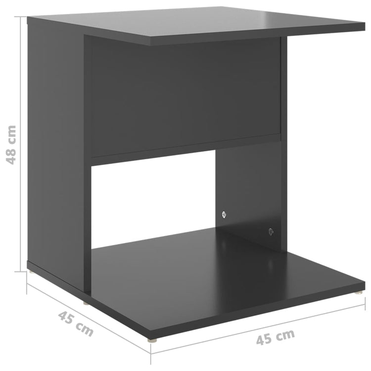 Tavolino Grigio Lucido 45x45x48 cm in Truciolato