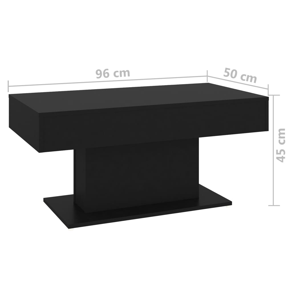 Tavolino da Salotto Nero 96x50x45 cm in Truciolato 806832