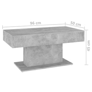 Tavolino da Salotto Grigio Cemento 96x50x45 cm in Truciolato 806835