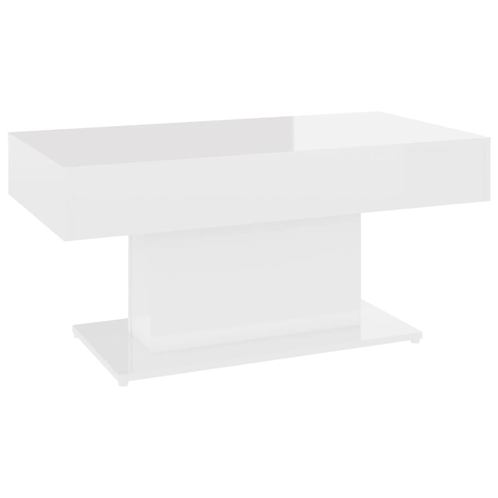 Tavolino da Salotto Bianco Lucido 96x50x45 cm in Truciolato 806837