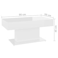 Tavolino da Salotto Bianco Lucido 96x50x45 cm in Truciolato 806837