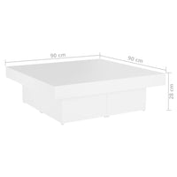 Tavolino da Salotto Bianco 90x90x28 cm in Truciolato cod mxl 14435