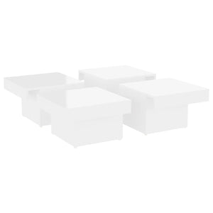 Tavolino da Salotto Bianco Lucido 90x90x28 cm in Truciolato cod mxl 14480