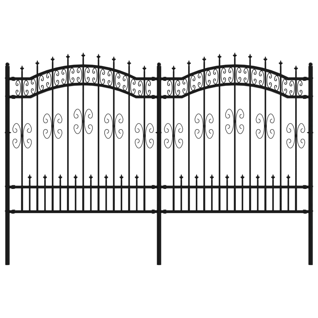 Recinzione da Giardino con Punta a Lancia Nera 165cm Acciaio cod mxl 24944