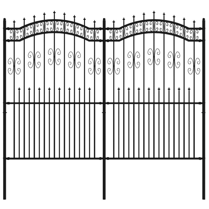 Recinzione da Giardino con Punta a Lancia Nera 222cm Acciaio 151088