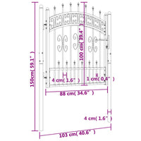 Recinzione Cancello con Punta a Lancia Nera 103x150cm Acciaio 151090