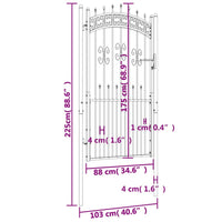 Recinzione Cancello con Punta a Lancia Nera 103x225cm Acciaio cod mxl 46974