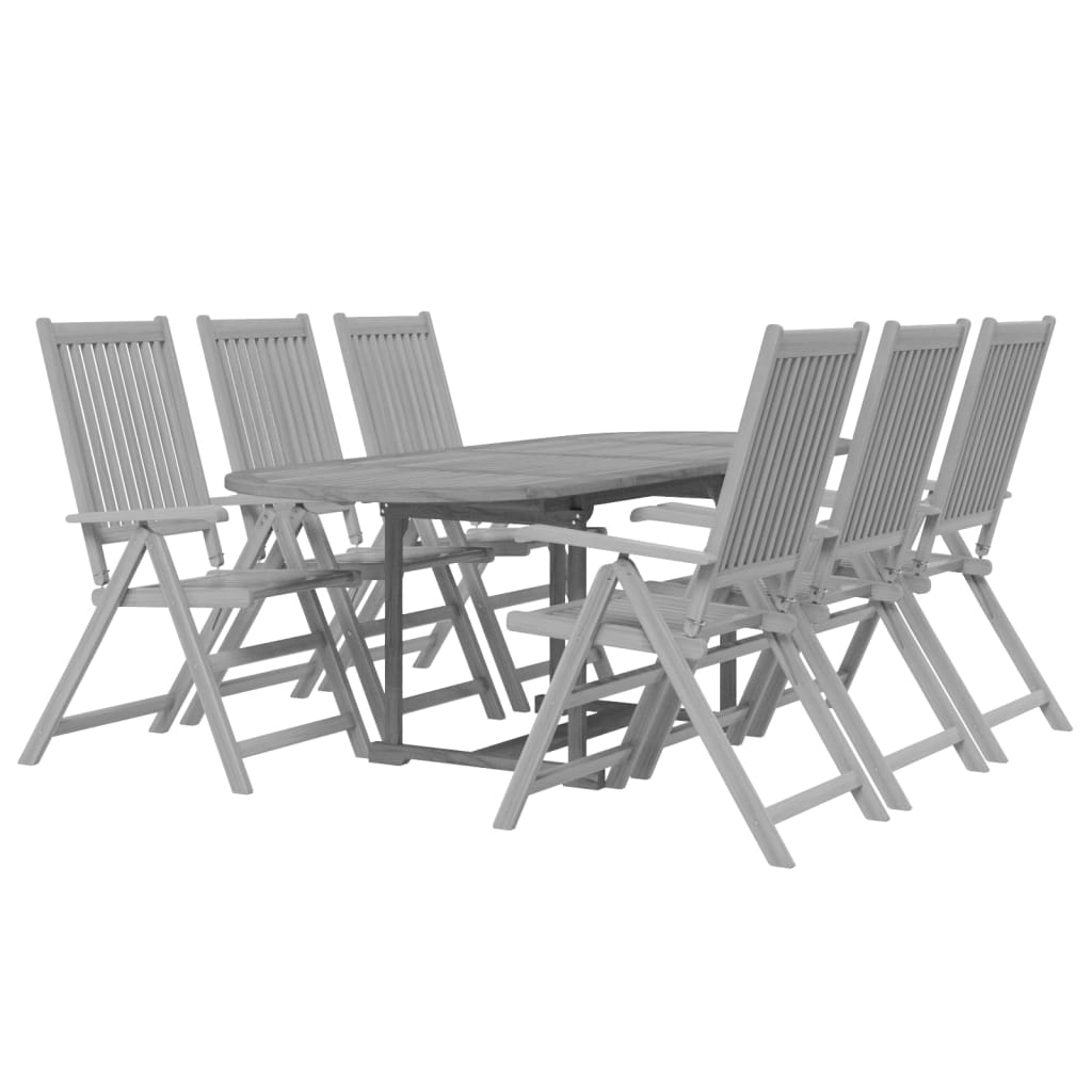 Set da Pranzo per Giardino 7 pz in Legno Massello di Acacia cod mxl 43039