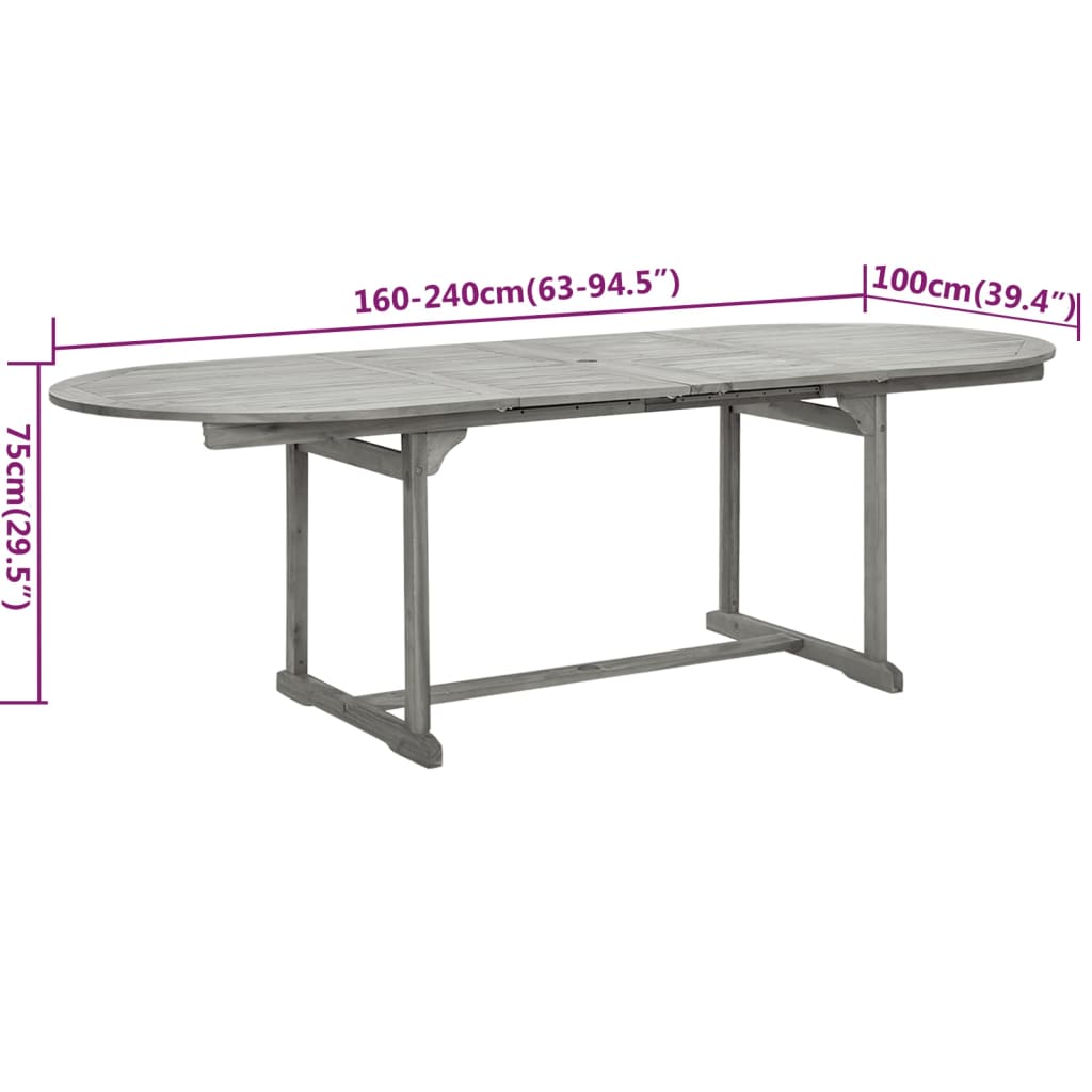 Set da Pranzo per Giardino 7 pz in Legno Massello di Acacia cod mxl 43039