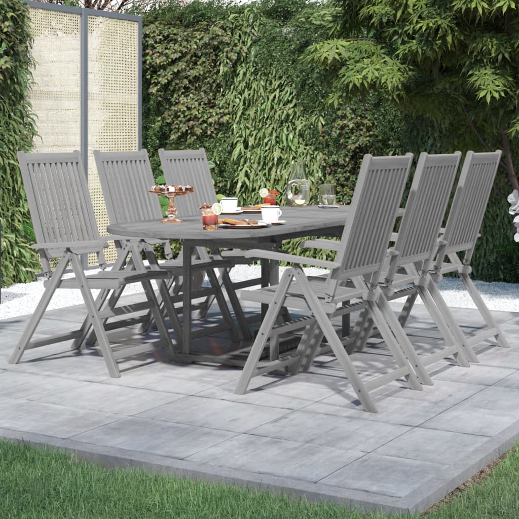 Set da Pranzo per Giardino 7 pz in Legno Massello di Acacia cod mxl 43039