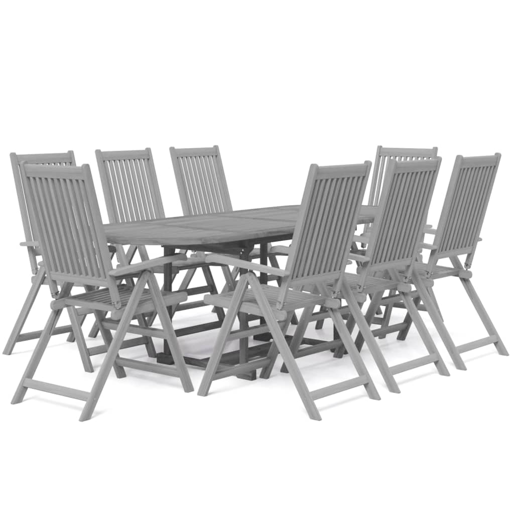 Set da Pranzo per Giardino 9 pz in Legno Massello di Acacia cod mxl 43122