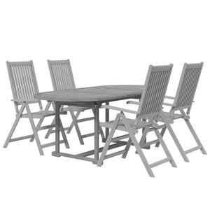 Set da Pranzo per Giardino 5 pz in Legno Massello di Acacia cod mxl 40514