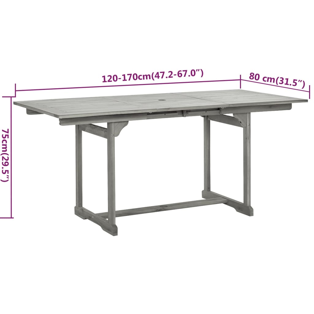 Set da Pranzo per Giardino 5 pz in Legno Massello di Acacia cod mxl 42375