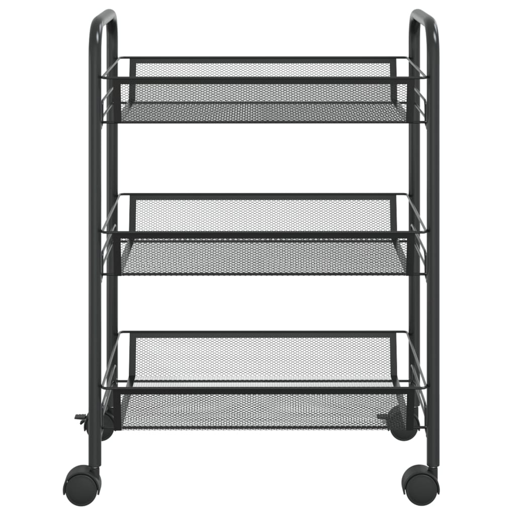 Carrello da Cucina con 3 Ripiani Nero 46x26x64 cm in Ferro 336322