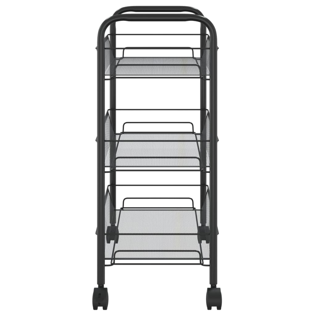 Carrello da Cucina con 3 Ripiani Nero 46x26x64 cm in Ferro 336322