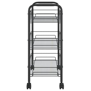 Carrello da Cucina con 3 Ripiani Nero 46x26x64 cm in Ferro 336322