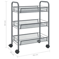 Carrello da Cucina con 3 Ripiani Grigio 46x26x64 cm in Ferro cod mxl 58681