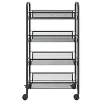 Carrello da Cucina con 4 Ripiani Nero 46x26x64 cm in Ferro 336325