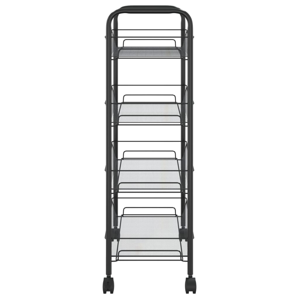 Carrello da Cucina con 4 Ripiani Nero 46x26x64 cm in Ferro 336325