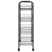 Carrello da Cucina con 4 Ripiani Nero 46x26x64 cm in Ferro 336325