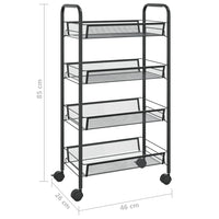 Carrello da Cucina con 4 Ripiani Nero 46x26x64 cm in Ferro 336325