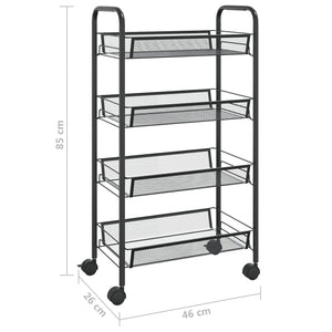 Carrello da Cucina con 4 Ripiani Nero 46x26x64 cm in Ferro 336325