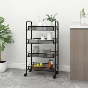 Carrello da Cucina con 4 Ripiani Nero 46x26x64 cm in Ferro 336325