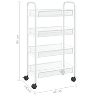 Carrello da Cucina con 4 Ripiani Bianco 46x26x64 cm in Ferro 336326