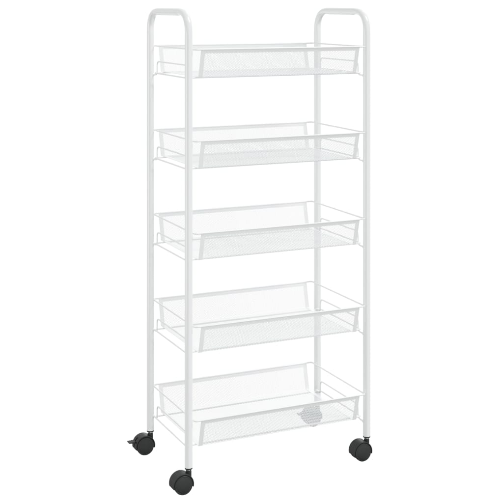 Carrello da Cucina con 5 Ripiani Bianco 46x26x105 cm in Ferro 336329