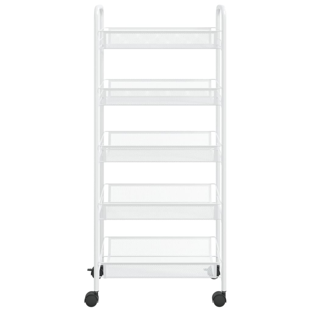 Carrello da Cucina con 5 Ripiani Bianco 46x26x105 cm in Ferro 336329