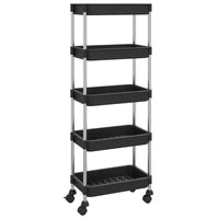 Carrello da Cucina 5 Ripiani Nero 42x29x128 cm Ferro e ABScod mxl 80670