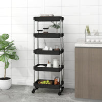 Carrello da Cucina 5 Ripiani Nero 42x29x128 cm Ferro e ABS 336331