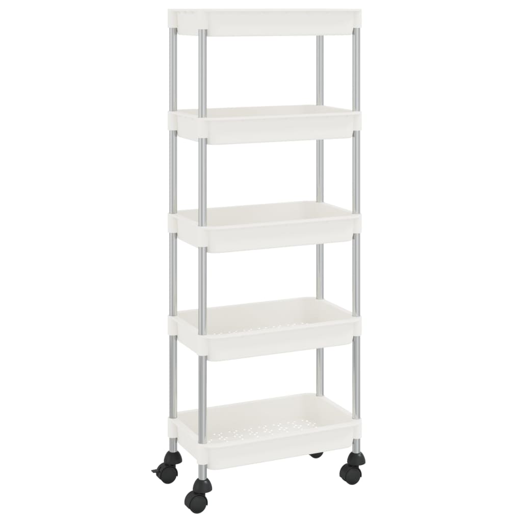 Carrello da Cucina 5 Ripiani Bianco 42x29x128 cm Ferro e ABScod mxl 105490