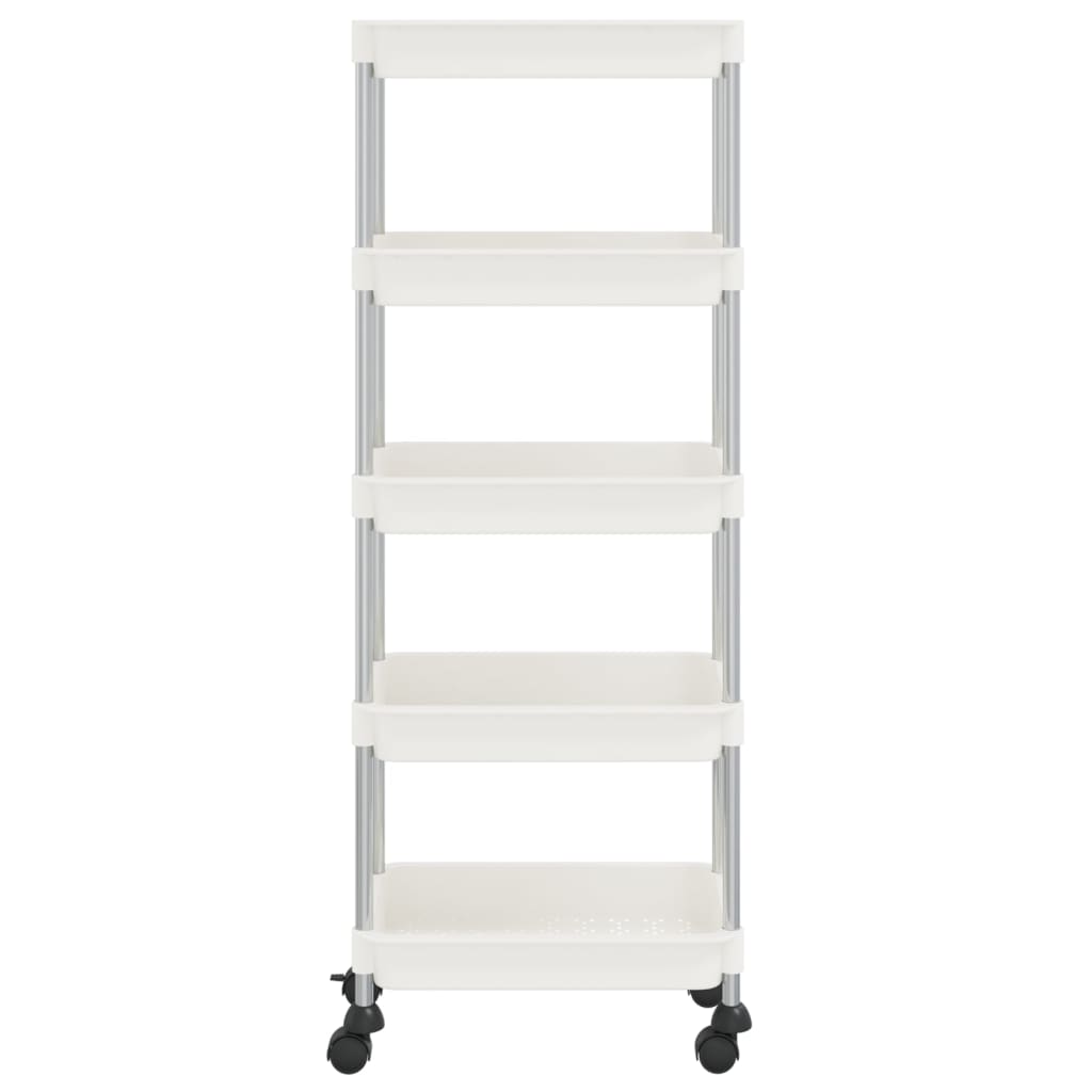 Carrello da Cucina 5 Ripiani Bianco 42x29x128 cm Ferro e ABS 336332