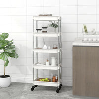 Carrello da Cucina 5 Ripiani Bianco 42x29x128 cm Ferro e ABS 336332