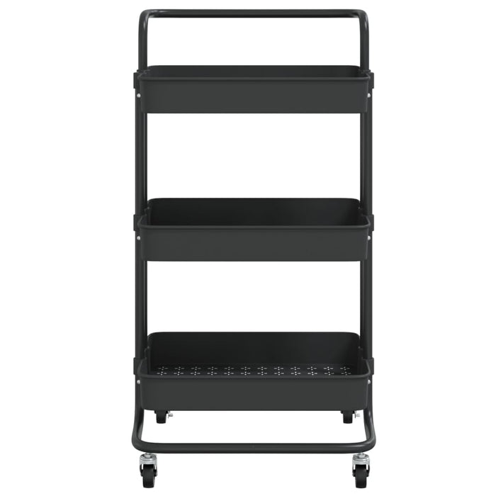 Carrello da Cucina 3 Ripiani Nero 42x25x83,5 cm Ferro e ABS cod mxl 75242